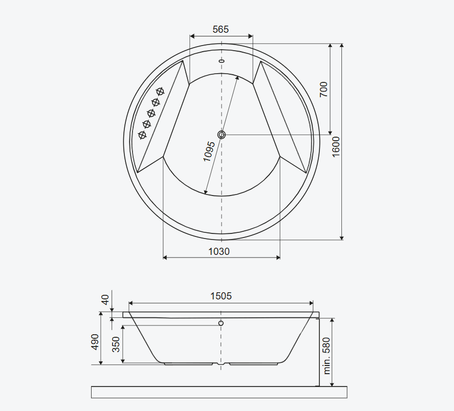 Vířivá vana Great Arc Platinium průměr 160 cm