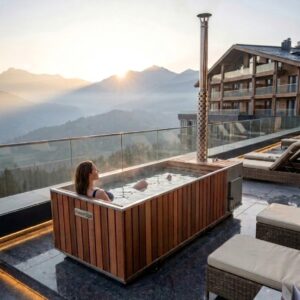 Wanna ogrodowa / zewnętrzna RavonSpa Stal Nierdzewna 2325 x 940 - Opalana drewnem